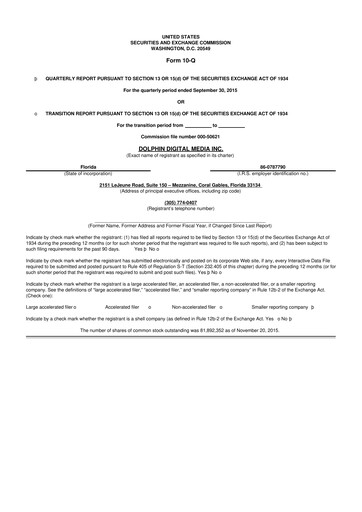 Thumbnail Dolphin Entertainment
 10-Q Quarterly Report FY2015 