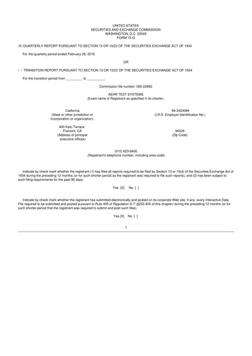 Thumbnail Aehr Test Systems 10-Q Quarterly Report FY2016 