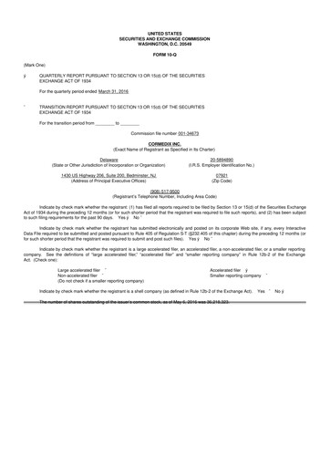 Thumbnail CorMedix 10-Q Quarterly Report FY2016 
