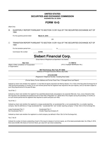 Thumbnail Siebert Financial 10-Q Quarterly Report FY2016 