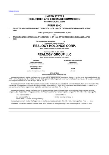 Thumbnail Anywhere Real Estate 10-Q Quarterly Report FY2012 