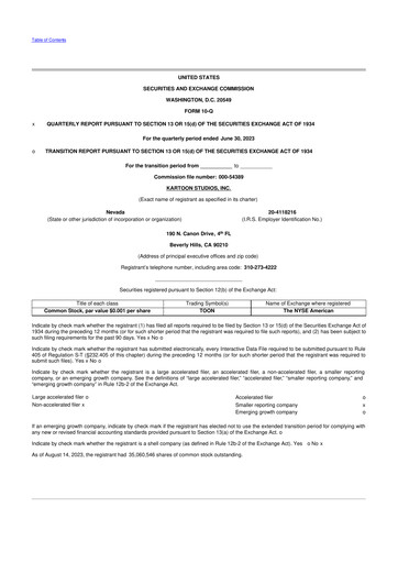 Vorschaubild Kartoon Studios 10-Q Quartalsbericht 2023 