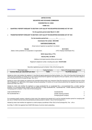 Vorschaubild Kartoon Studios 10-Q Quartalsbericht 2024 