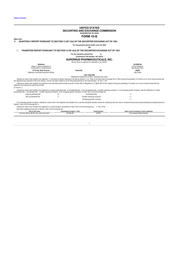 Thumbnail Supernus Pharmaceuticals
 10-Q Quarterly Report FY2022 