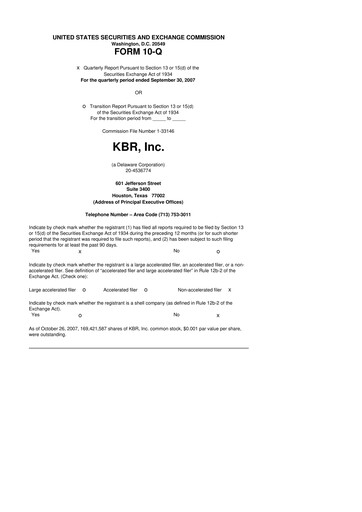 Thumbnail KBR
 10-Q Quarterly Report FY 