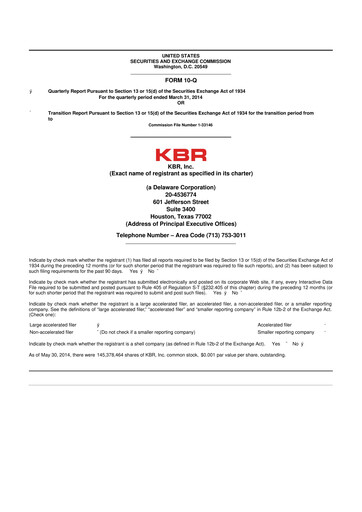 Thumbnail KBR
 10-Q Quarterly Report FY2014 