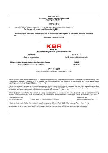 Thumbnail KBR
 10-Q Quarterly Report FY2014 