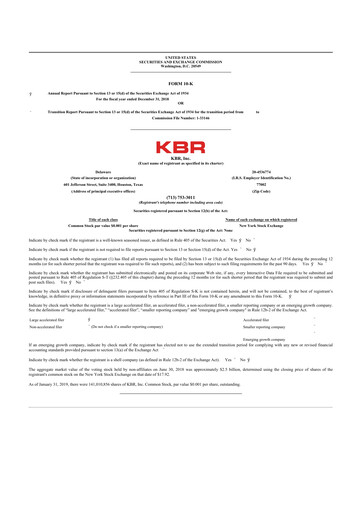 Thumbnail KBR
 10-K Annual Report 2018