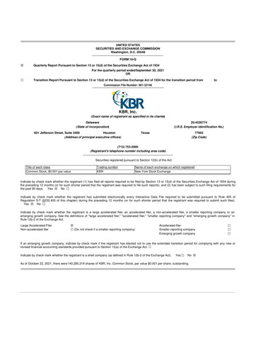 Thumbnail KBR
 10-Q Quarterly Report FY2021 