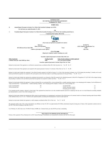 Thumbnail KBR
 10-K Annual Report 2021