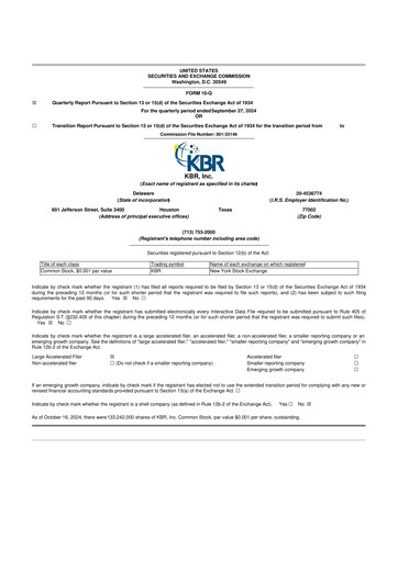Thumbnail KBR
 10-Q Quarterly Report FY2024 