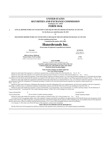 Thumbnail Hanesbrands
 10-K Annual Report 2013