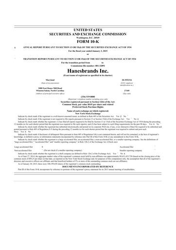 Thumbnail Hanesbrands
 10-K Annual Report 2014