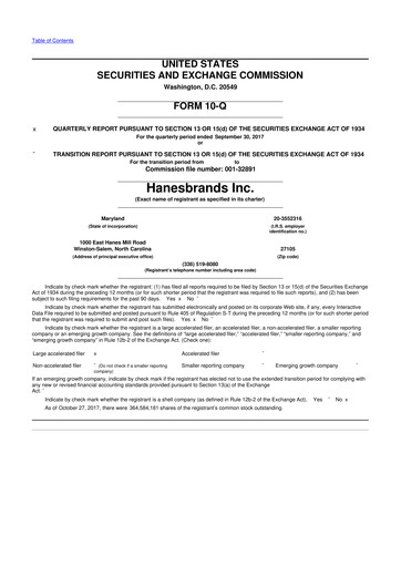 Thumbnail Hanesbrands
 10-Q Quarterly Report FY2017 
