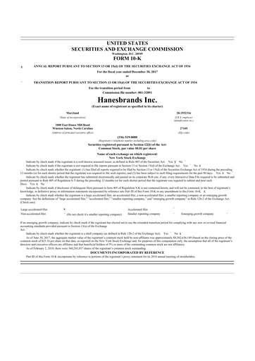 Thumbnail Hanesbrands
 10-K Annual Report 2017