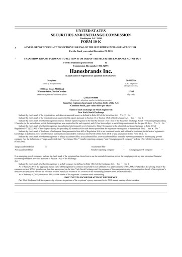 Thumbnail Hanesbrands
 10-K Annual Report 2018