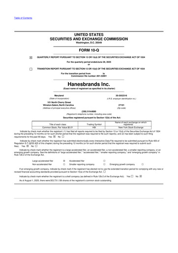 Thumbnail Hanesbrands
 10-Q Quarterly Report FY2025 