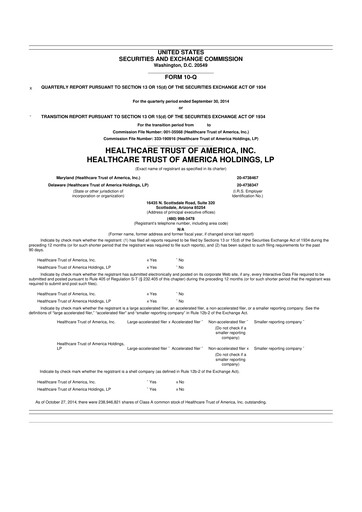 Thumbnail Healthcare Realty Trust 10-Q Quarterly Report FY 