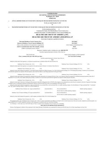 Thumbnail Healthcare Realty Trust 10-K Annual Report 
