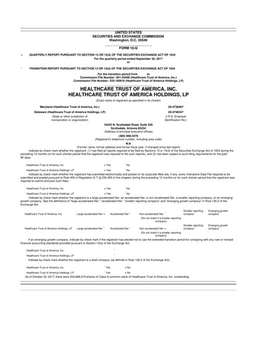 Thumbnail Healthcare Realty Trust 10-Q Quarterly Report FY 