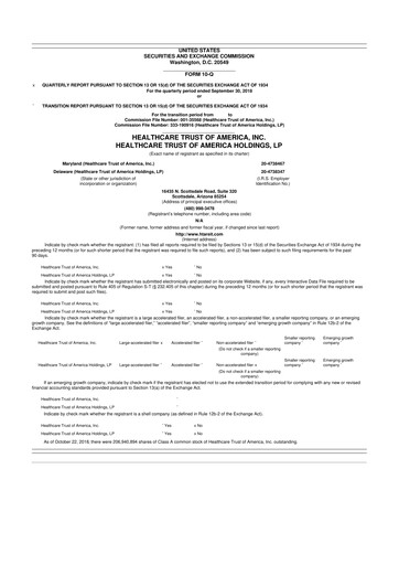 Thumbnail Healthcare Realty Trust 10-Q Quarterly Report FY 