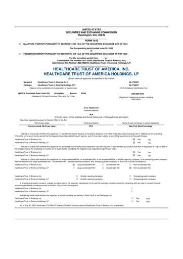 Thumbnail Healthcare Realty Trust 10-Q Quarterly Report FY 