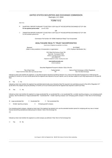 Thumbnail Healthcare Realty Trust 10-Q Quarterly Report FY2023 