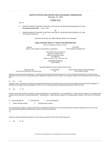 Thumbnail Healthcare Realty Trust 10-Q Quarterly Report FY2024 