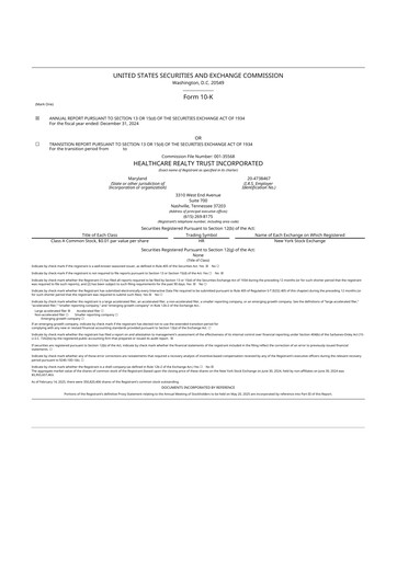 Thumbnail Healthcare Realty Trust 10-K Annual Report 2024
