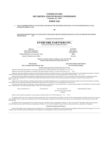 Thumbnail Evercore 10-K Annual Report 2015