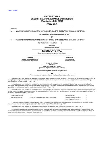 Miniature Evercore 10-Q Rapport trimestriel 2017 