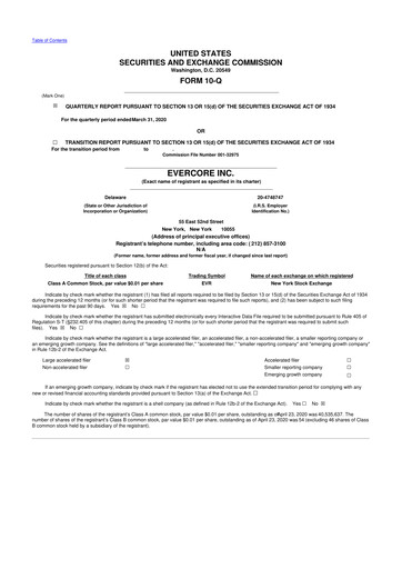Miniature Evercore 10-Q Rapport trimestriel 2020 