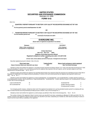 Miniature Evercore 10-Q Rapport trimestriel 2020 