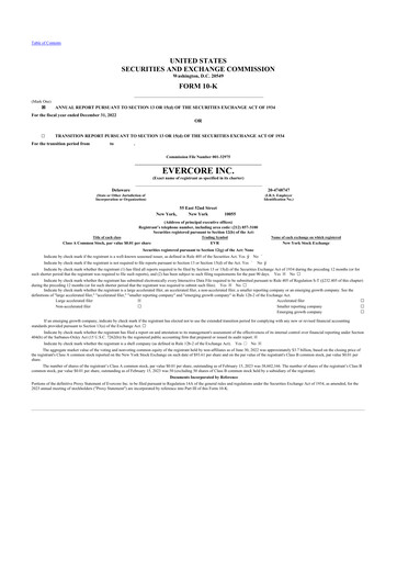 Thumbnail Evercore 10-K Annual Report 2022