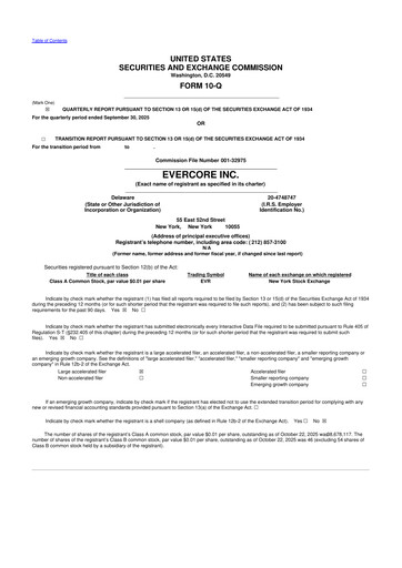 Miniature Evercore 10-Q Rapport trimestriel 2025 