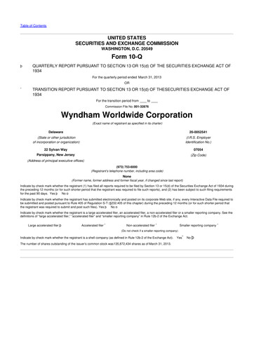 Thumbnail Travel + Leisure 10-Q Quarterly Report FY2013 