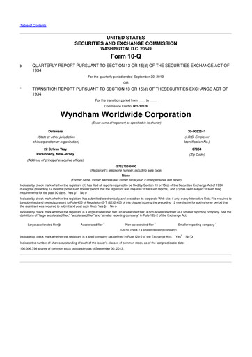 Thumbnail Travel + Leisure 10-Q Quarterly Report FY2013 