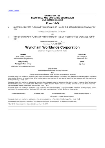 Thumbnail Travel + Leisure 10-Q Quarterly Report FY2014 