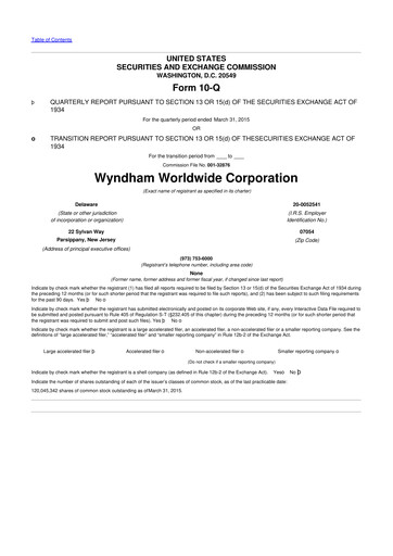 Thumbnail Travel + Leisure 10-Q Quarterly Report FY2015 