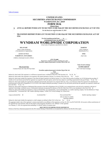 Thumbnail Travel + Leisure 10-K Annual Report 2015