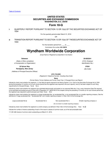 Thumbnail Travel + Leisure 10-Q Quarterly Report FY2016 