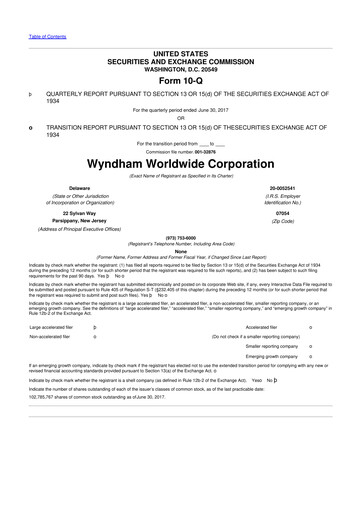 Thumbnail Travel + Leisure 10-Q Quarterly Report FY2017 