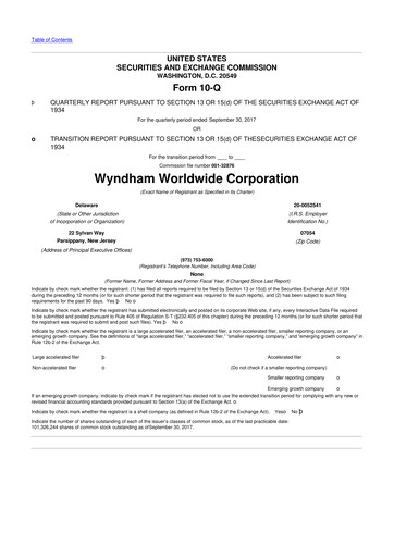 Thumbnail Travel + Leisure 10-Q Quarterly Report FY2017 