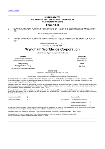 Thumbnail Travel + Leisure 10-Q Quarterly Report FY2018 