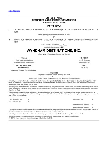 Thumbnail Travel + Leisure 10-Q Quarterly Report FY2018 
