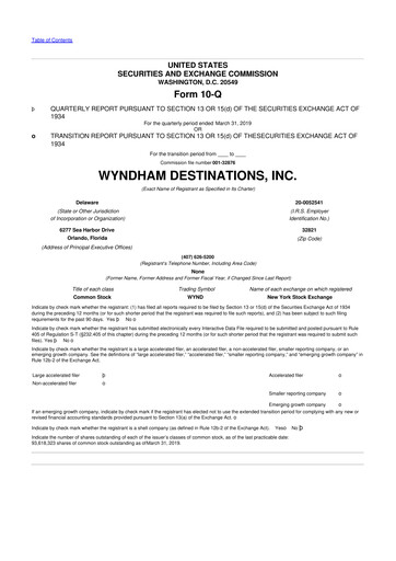 Thumbnail Travel + Leisure 10-Q Quarterly Report FY2019 