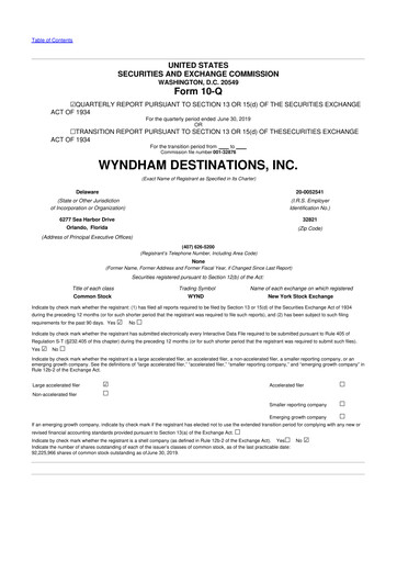Thumbnail Travel + Leisure 10-Q Quarterly Report FY2019 