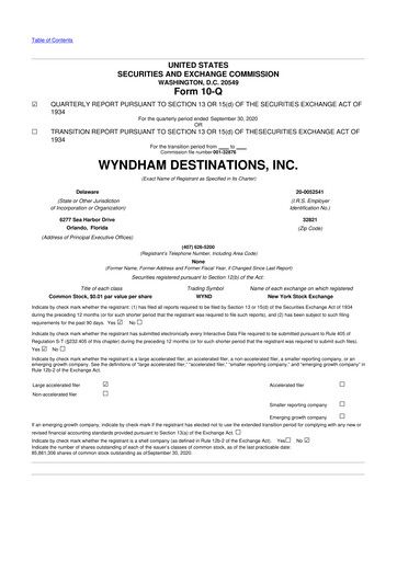 Thumbnail Travel + Leisure 10-Q Quarterly Report FY2020 