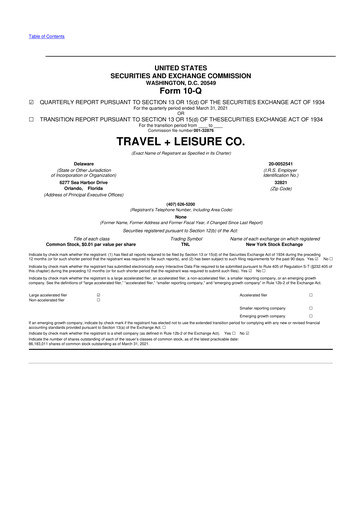 Thumbnail Travel + Leisure 10-Q Quarterly Report FY2021 