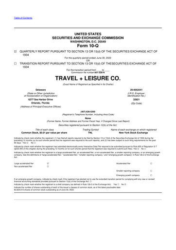Thumbnail Travel + Leisure 10-Q Quarterly Report FY2022 